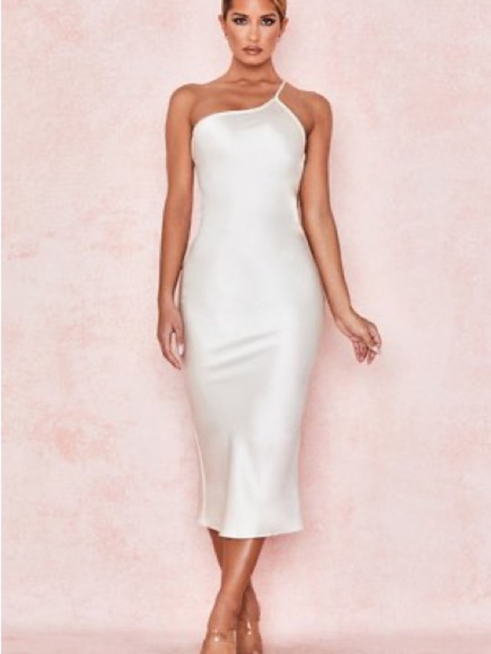 House of CB 'Nikita' Ivory Satin One
Shoulder Dress /Size L